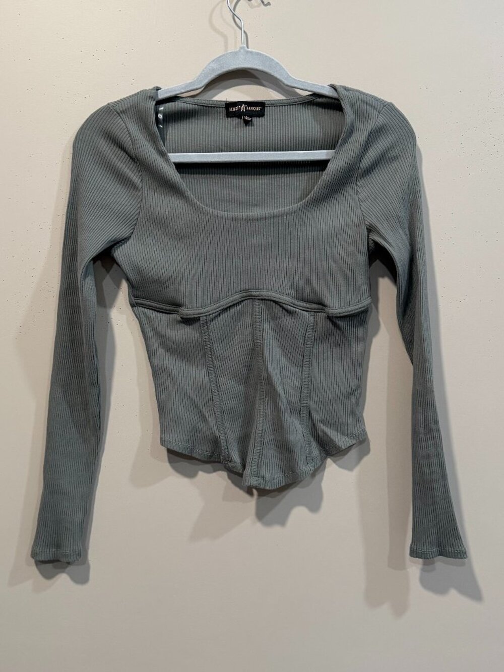 Almost Famous Grey Long Sleeve Top Junior Size Large